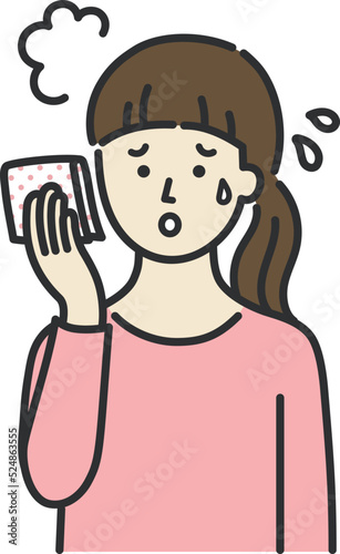汗を拭く女性のイメージイラスト