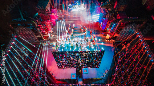 Fotografija Aerial photography of crowds of lively music festival in China Dinosaur Park and