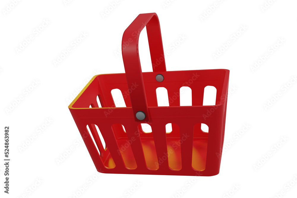 3D red shopping basket 3D red shopping basket