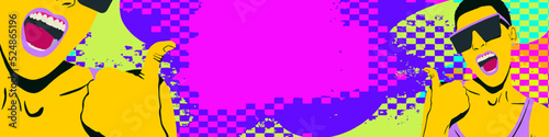 Fashion minimal illustration banner. Emotional stylish girl. Like, thumbs up, social network concept