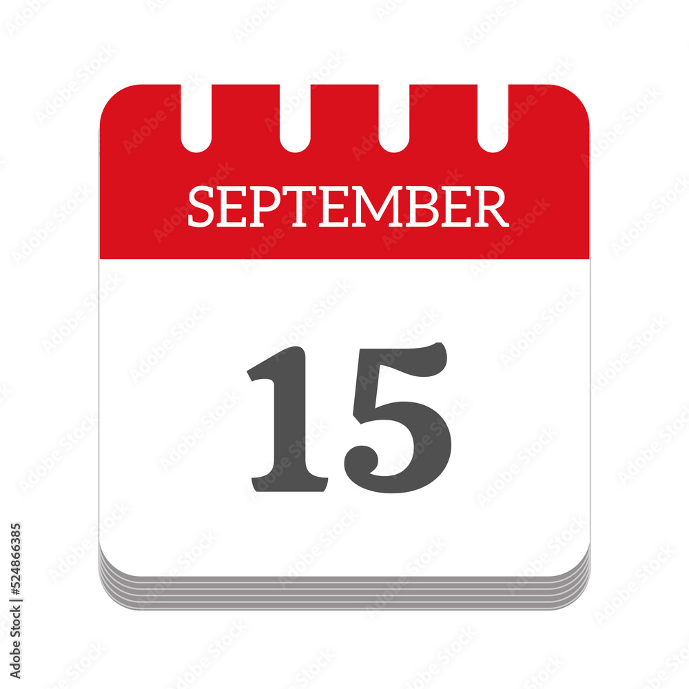 September 15 calendar flat icon September 15 calendar flat icon