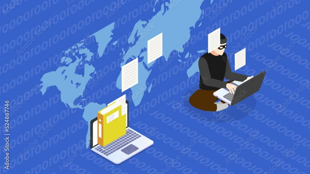 Hacker stealing data on email by using laptop