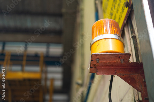 Alert flashing light which is installed at factory area, using to demonstrate the unsafe working status. Industrial safety signal equipment. 