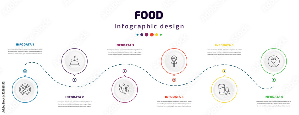 food infographic element with icons and 6 step or option. food icons such as mapo tofu, serving dish, spices, jawbreaker, drink water, drinking zone vector. can be used for banner, info graph, web, food infographic element with icons and 6 step or option. food icons such as mapo tofu, serving dish, spices, jawbreaker, drink water, drinking zone vector. can be used for banner, info graph, web,