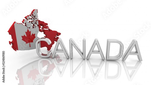 Canada Country Map Shape Flag Nation Name 3d Animation photo