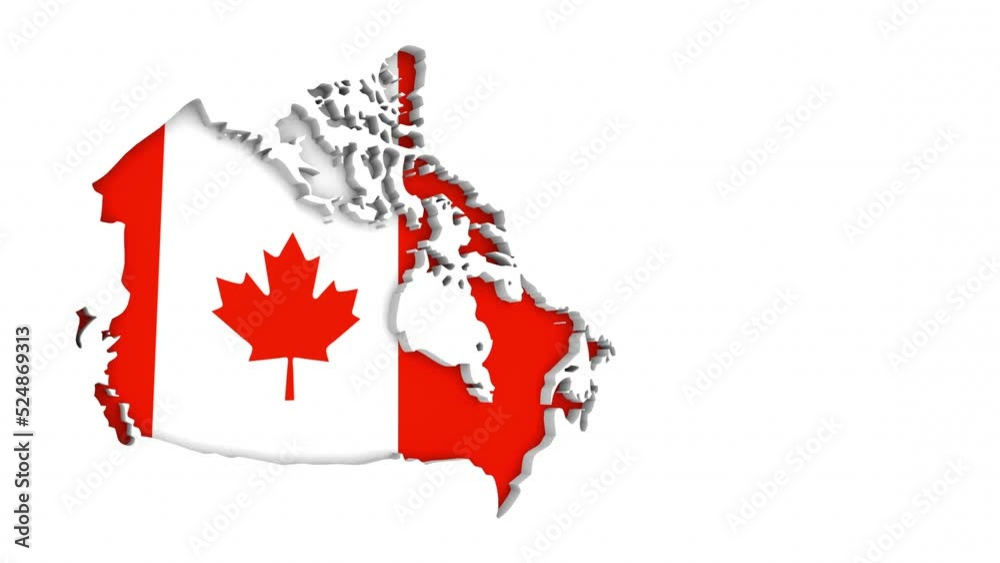 Canada Country Map Maple Leaf Flag Background 3d Animation Stock Video 