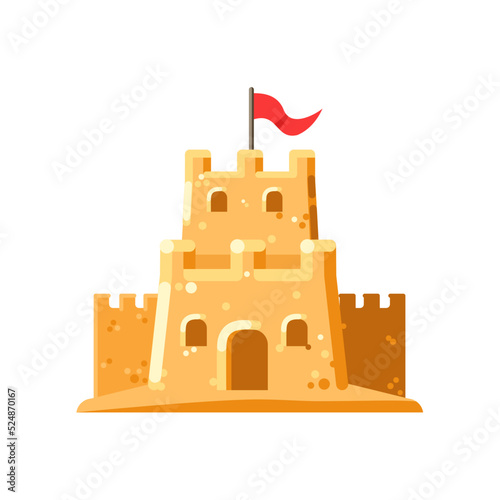 sand castle flat illustration, attractive color, vector illustration