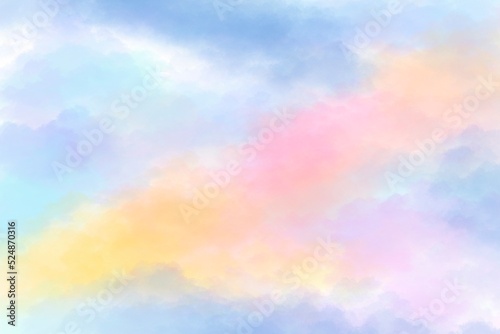 abstract watercolor background, Vanilla sky with clouds,colorful background 