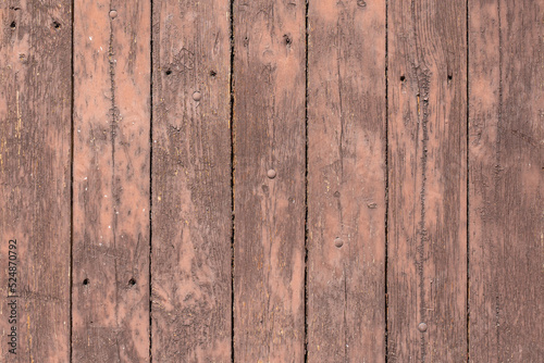 Wood background texture. Wooden surface, old boards, red-brown paint, blank retro template for advertising lettering, rough material, grungy textured background closeup.