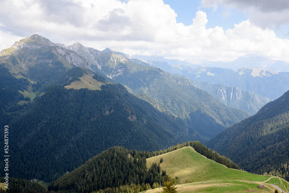 Obraz premium San Marco Pass, Averara Province of Bergamo, Italy - 08 16 2022: A good day on San Marco Pass in Italy