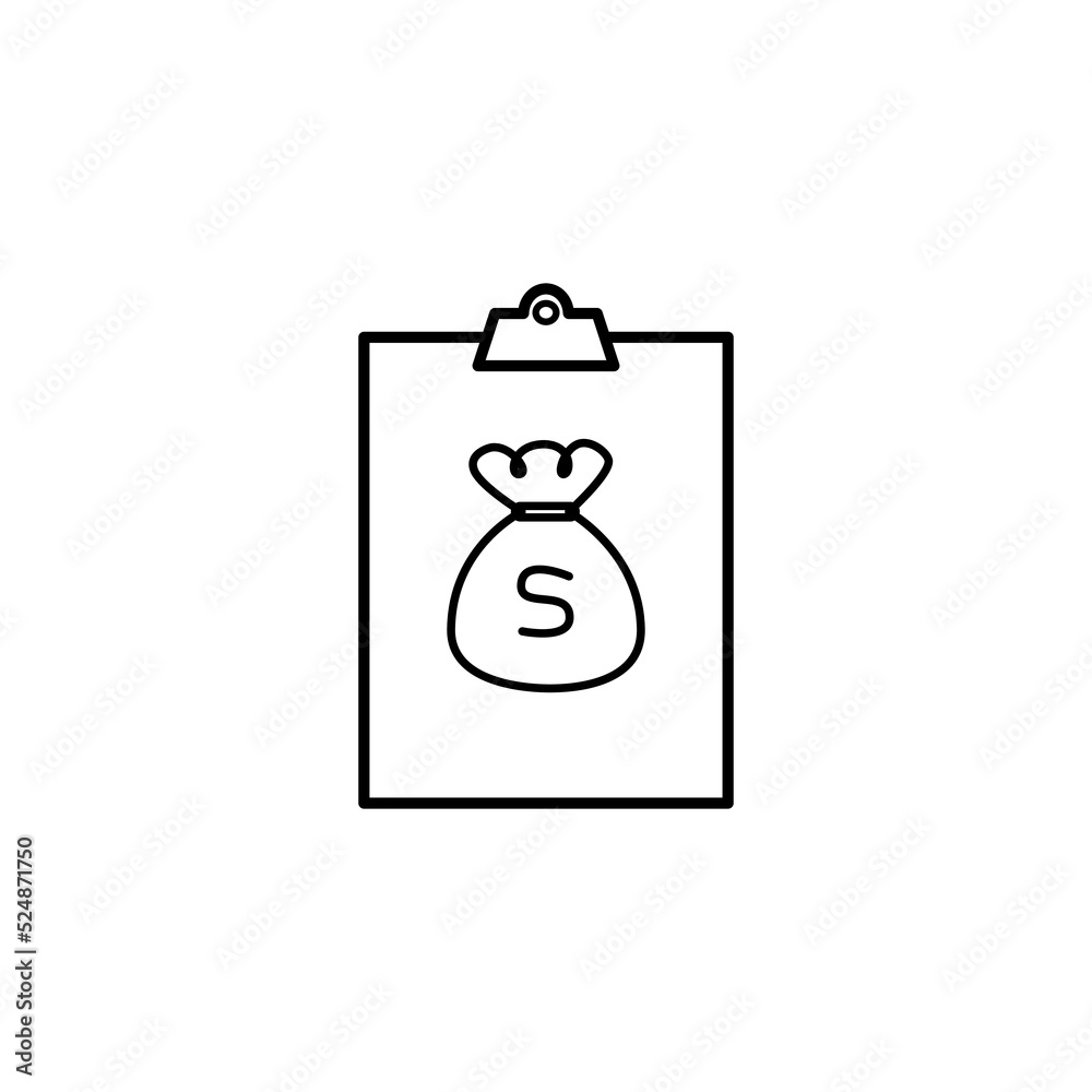 Obraz premium Clipboard with money bag icon, dollar icon sign symbol, for website and app design, illustration vector of business growth