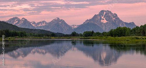 Scenic Reflection Landscape at Sunrise in Grand Teton National Park Wyoming in Summer