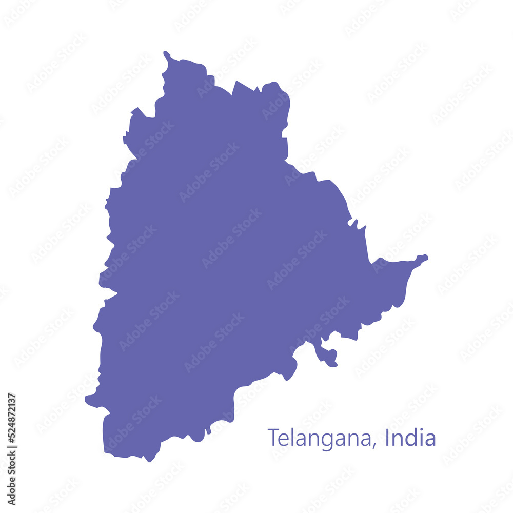 Telangana state, India, vector map on white background. Illustration Vector.