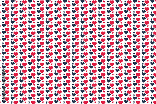 Seamless pattern with cute hearts with white background, read and black love