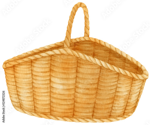 Watercolor wicker basket illustration