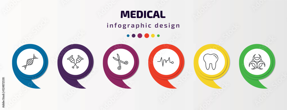medical infographic template with icons and 6 step or option. medical ...