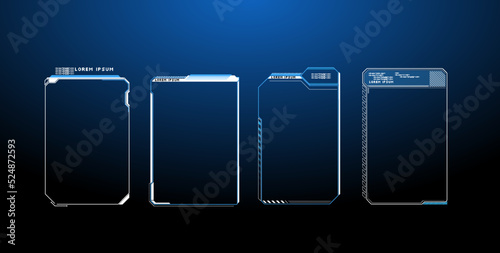 Futuristic Vector HUD Interface Screen Design. Digital callouts titles. HUD UI GUI futuristic user interface screen elements set. High tech screen for video game. Sci-fi concept design.