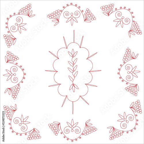 Ornament ukrainian vyshyvanka in modern style. Geometric guelder rose symbol background.