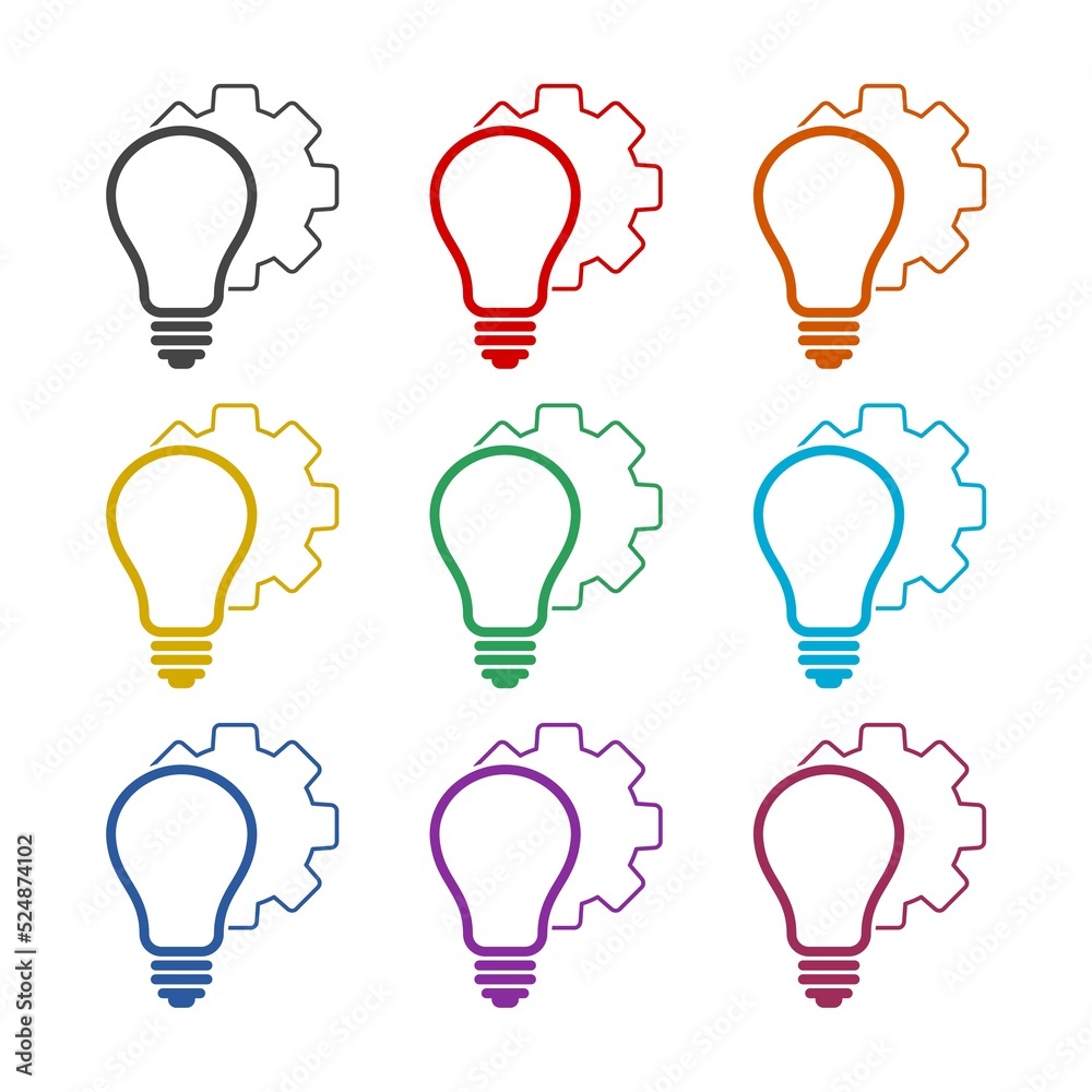 Technology Innovation Line Icon. Set icons colorful