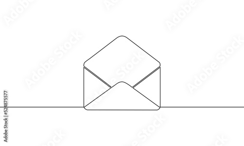 Continuous line drawing of envelope, business growth, object one line, single line art, vector illustration