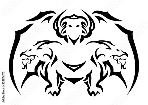 Fantasy tribal tattoo art with dragon silhouette
