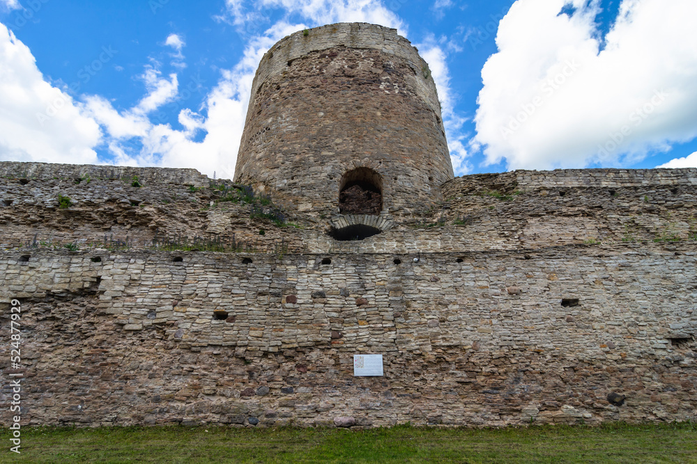 Vyshka tower on the territory of Izborsk fortress, Izborsk, Pskov region, Russia