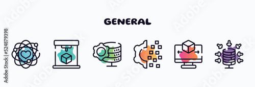 general outline icons set. thin line icons such as core values, 3d printing, data engineering, digital transformation, 3d modeling, data aggregation icon collection. can be used web and mobile.