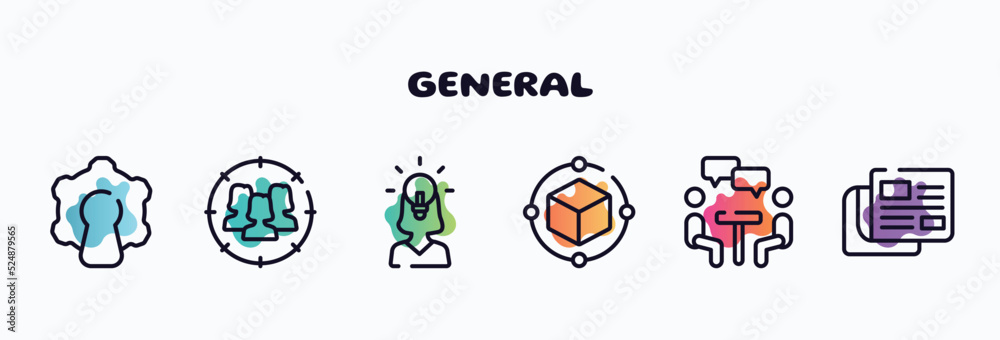 general outline icons set. thin line icons such as open source, team target, team leader, model preparation, job interview, news feed icon collection. can be used web and mobile.