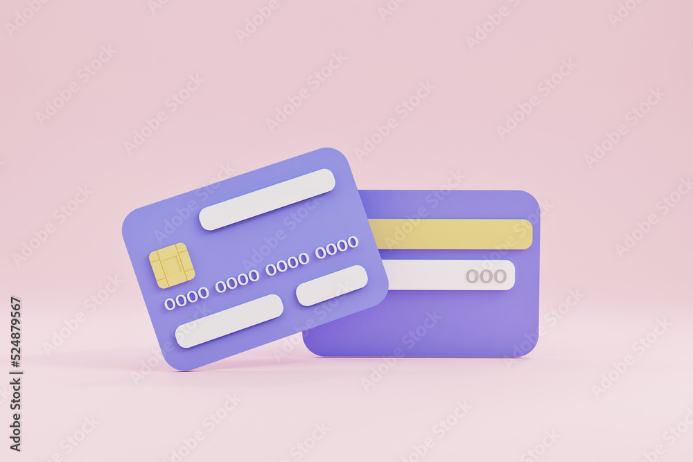 3d rendering credit or debit card, financial concept, illustration and icon 3d rendering credit or debit card, financial concept, illustration and icon