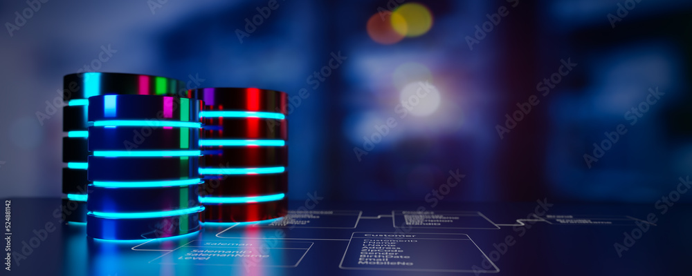 Panoramic view of multiple database is placed on Relational database ...