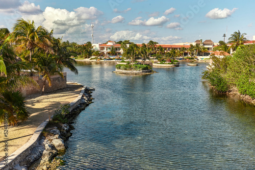 Paradisiac residential area in Riviera Maya, Mexico.