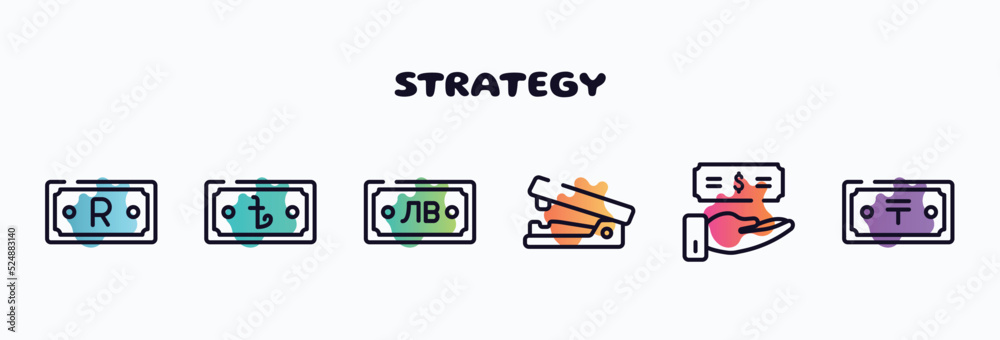 strategy outline icons set. thin line icons such as time mind, smartphones, security payment, responsability, optimization, jigsaws icon collection. can be used web and mobile. strategy outline icons set. thin line icons such as time mind, smartphones, security payment, responsability, optimization, jigsaws icon collection. can be used web and mobile.