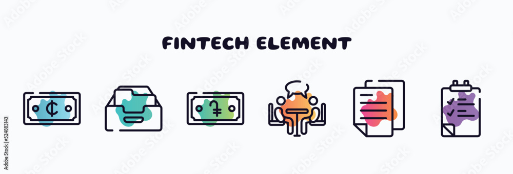 fintech element outline icons set. thin line icons such as viral marketing, data mining, humanitarian, seo and web, digital, fintech icon collection. can be used web and mobile. fintech element outline icons set. thin line icons such as viral marketing, data mining, humanitarian, seo and web, digital, fintech icon collection. can be used web and mobile.