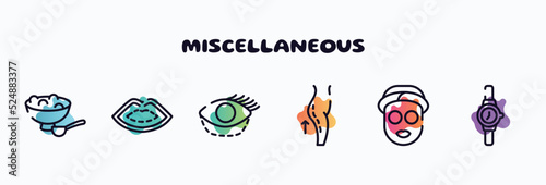 miscellaneous outline icons set. thin line icons such as salt, lip, blepharoplasty, lifting, sleeping mask, wrist watch icon collection. can be used web and mobile.