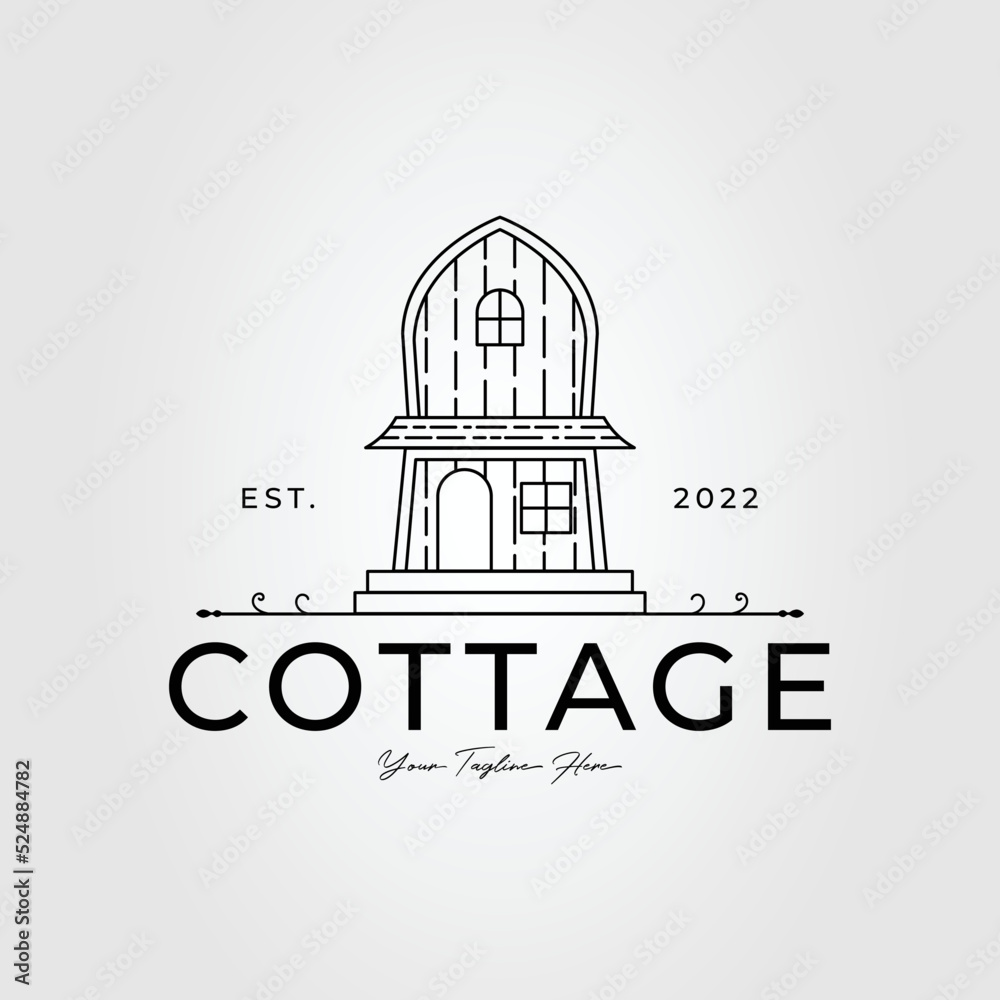 minimalist cottage or house or cabin logo vector illustration design