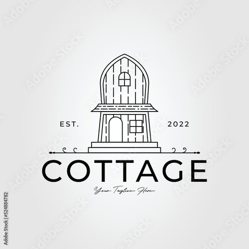 minimalist cottage or house or cabin logo vector illustration design