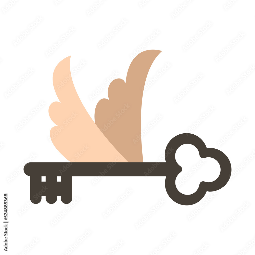 Obraz premium Collection of vector magic fairy tale elements, icons and illustrations. Key with wings.