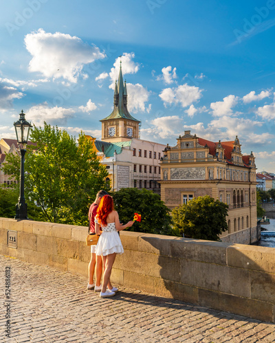 Charles Bridge view in Prague City