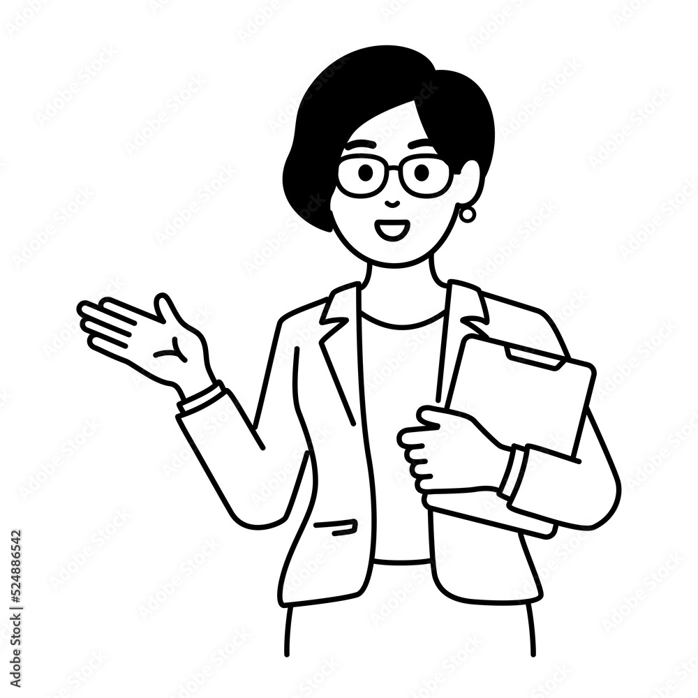 Business woman talking about get great idea. Creative concept. Isolated vector illustration outline hand drawn doodle line art cartoon design character. Business woman talking about get great idea. Creative concept. Isolated vector illustration outline hand drawn doodle line art cartoon design character.