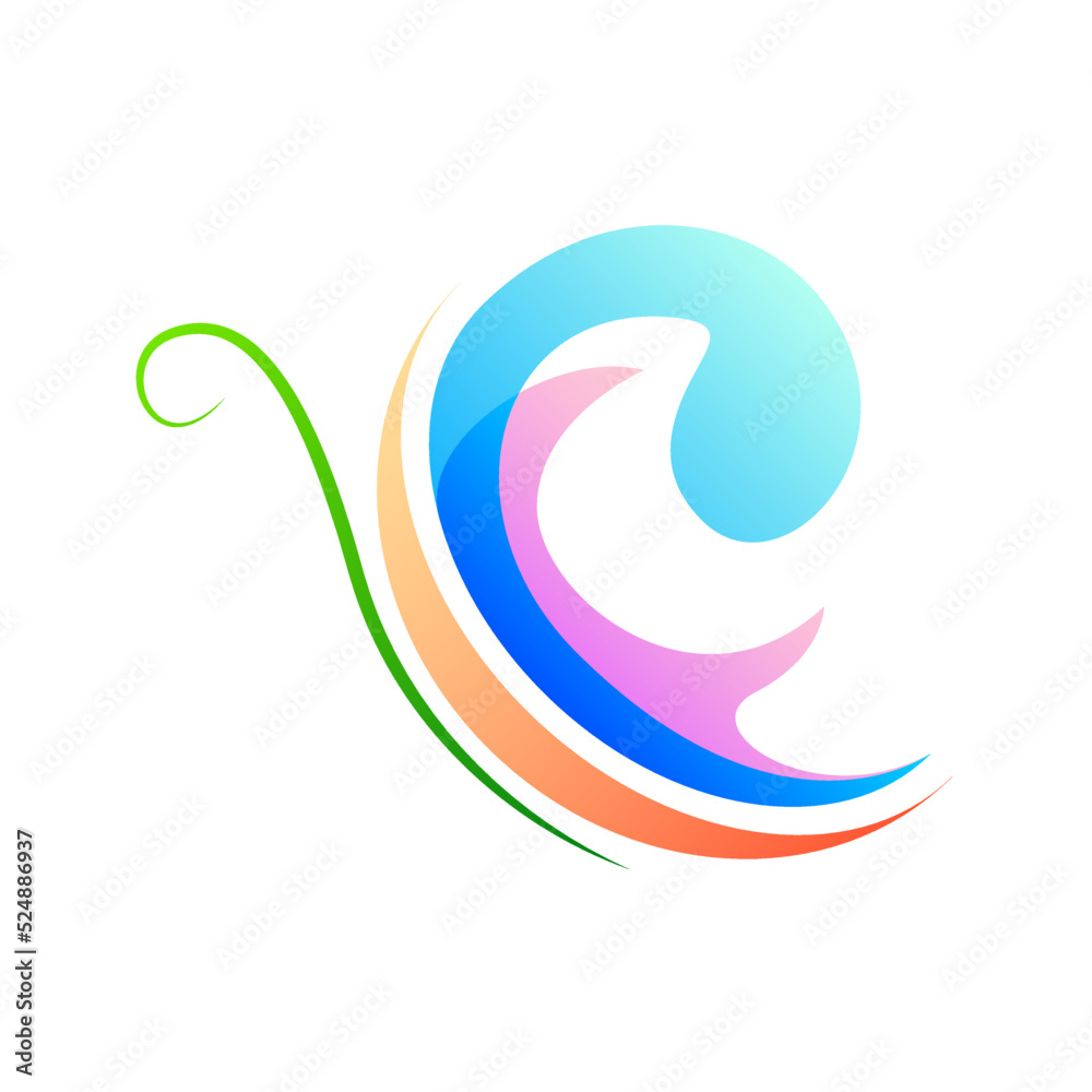 Obraz premium Abstract Minimatistic Gradient Butterfly Wings Fly Insect Logotype Symbol Sign Symbol Vector Design Style Icon Template Concept