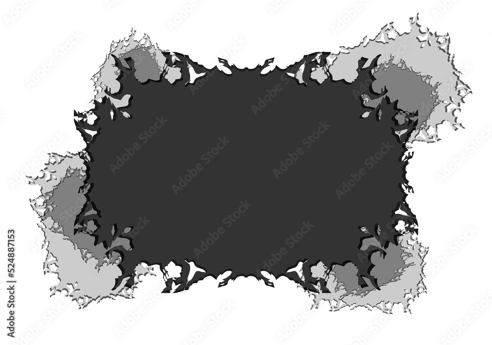 stone hole illustration, or cracked wall abstract frame for design