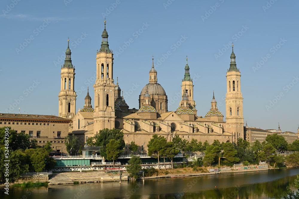 Zaragoza, Spain - August 11, 2022: Cathedral-Basilica of Our Lady of the Pillar
