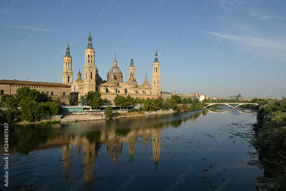 Zaragoza, Spain - August 11, 2022: Cathedral-Basilica of Our Lady of the Pillar