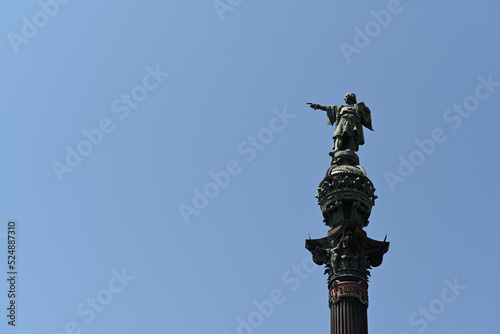 Barcelona, Spain - August 12, 2022: Columbus Monument, statue
