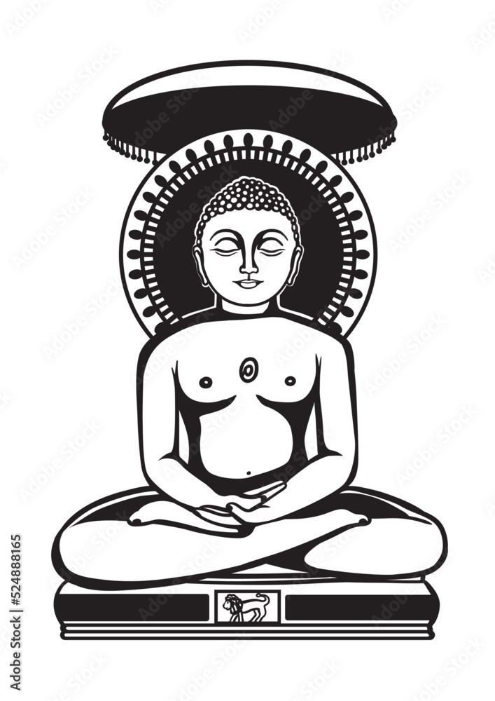 Lord Mahavir vector design in sitting position Stock Vector | Adobe Stock