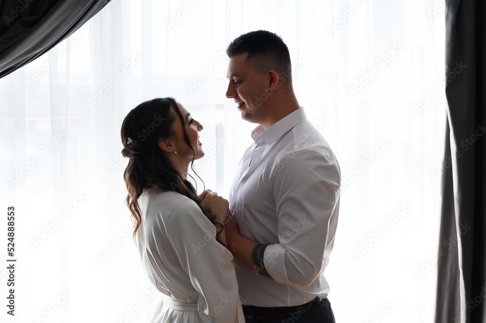 Side View Brides Couple Looking At Each Other Side View Brides Couple Looking At Each Other