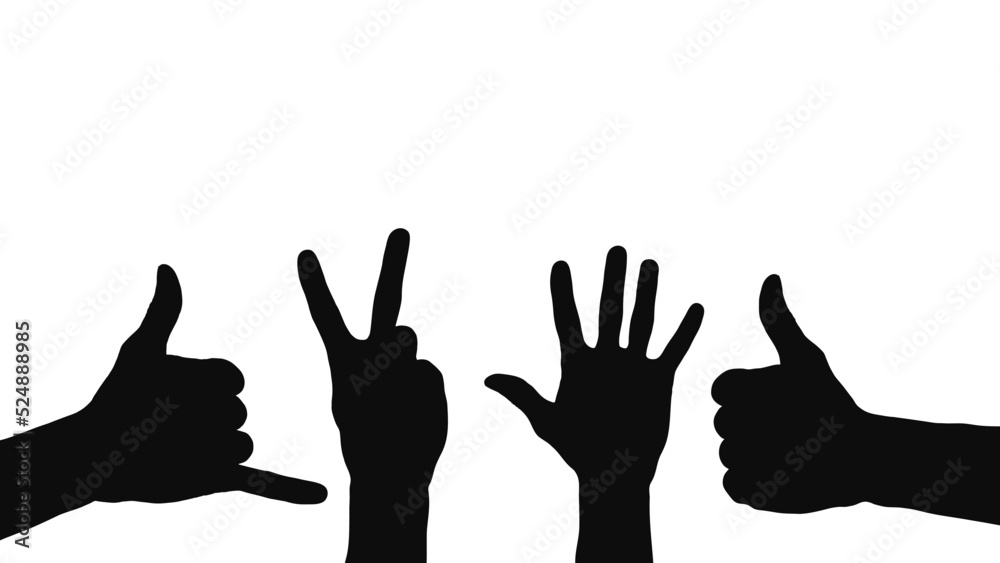 Fototapeta premium Hand silhouette, gesture set. Vector design