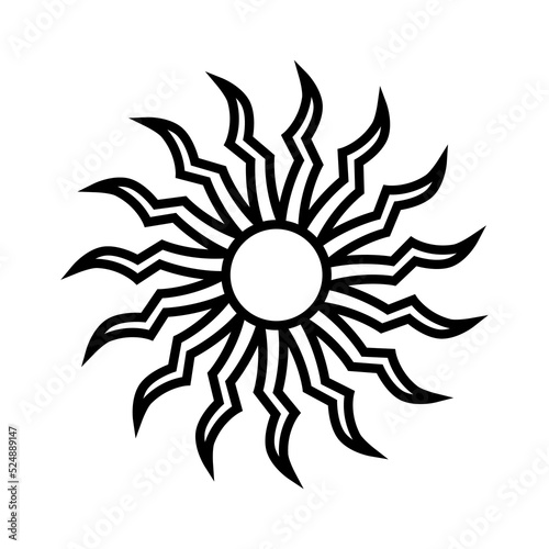 minimalist sun illustrations in an outline style. a simple drawing of the ancient sun symbol for creative design.