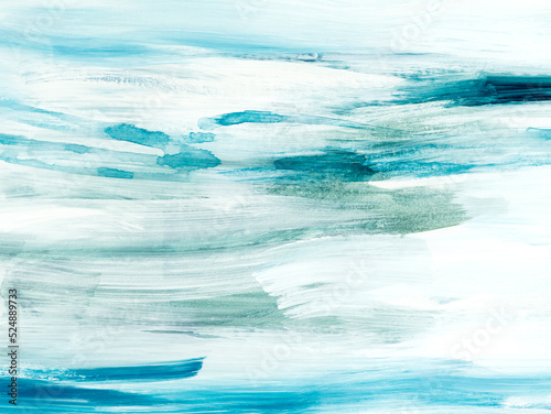 Abstract sea landscape. Original painting. Hand drawn, impressionism style, blue color texture with copy space, brushstrokes of paint, art background.