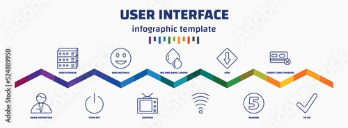 infographic template with icons and 11 options or steps. infographic for user interface concept. included disk storage, news reporters, smiling smile, turn off, big and small drops, eighties, low,